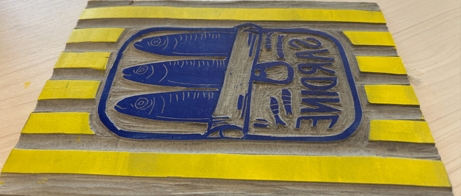 Stage de linogravure dans mon atelier à Cesson-Sévigné