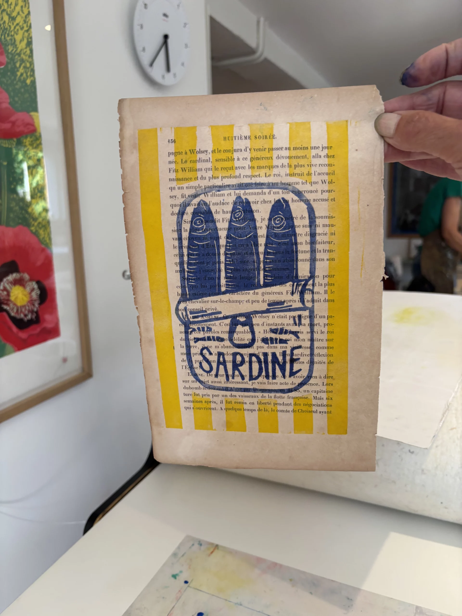 Atelier linogravure impression d'une plaque